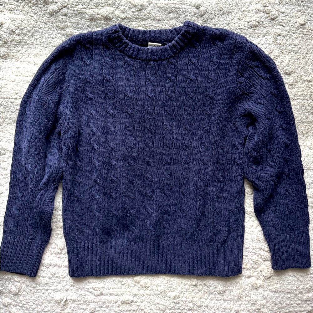 Cherokee kids navy blue cable knit cotton sweater size S (6/7)